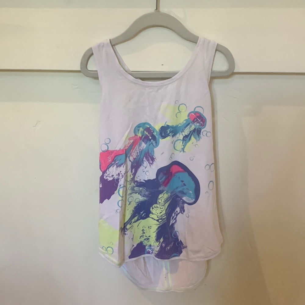 White and multicolor jellyfish design size 10 ivivva tank top
